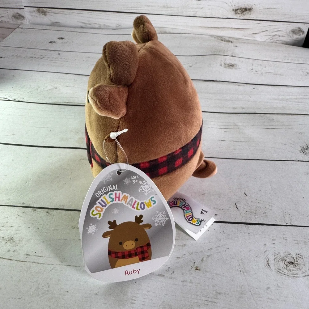 Squishmallows Ruby the Reindeer 5 Inch Christmas Plush‎ Buffalo Plaid Scarf NWT